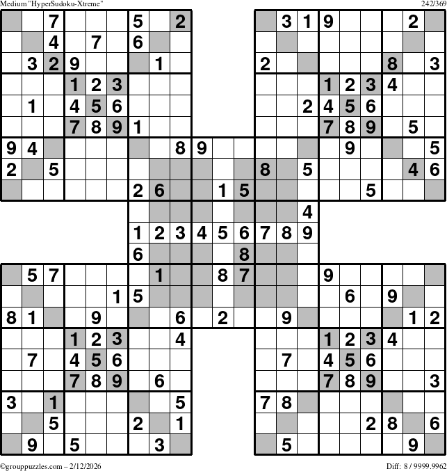 The grouppuzzles.com Medium cover-HyperXtreme puzzle for Thursday February 12, 2026