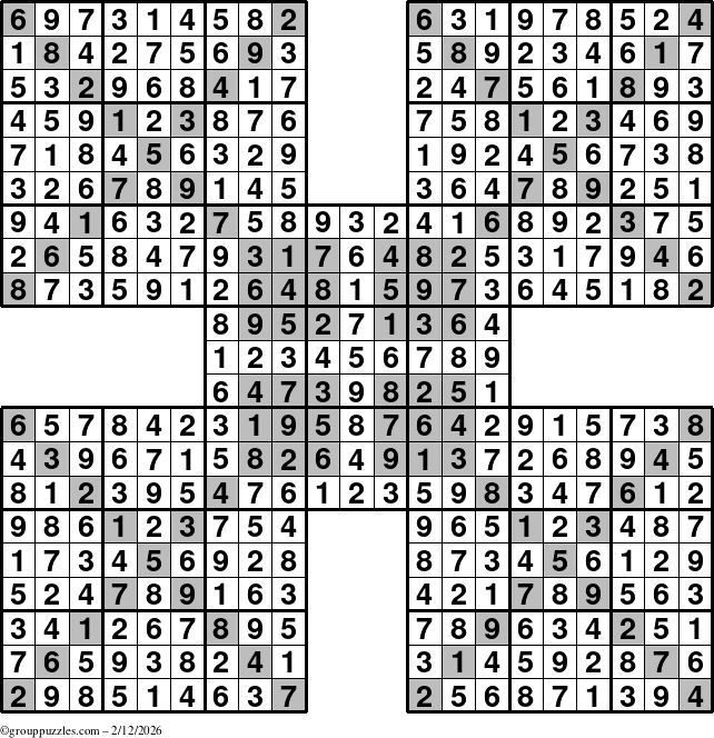 The grouppuzzles.com Answer grid for the cover-HyperXtreme puzzle for Thursday February 12, 2026