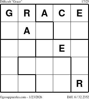 The grouppuzzles.com Difficult Grace puzzle for Friday January 23, 2026