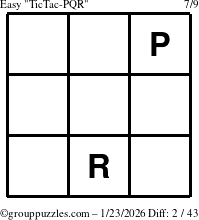 The grouppuzzles.com Easy TicTac-PQR puzzle for Friday January 23, 2026