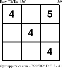 The grouppuzzles.com Easy TicTac-456 puzzle for Monday July 20, 2026