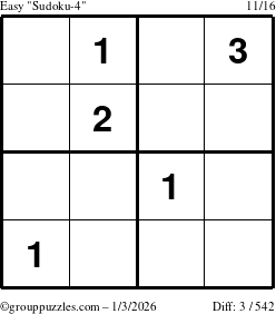 The grouppuzzles.com Easy Sudoku-4 puzzle for Saturday January 3, 2026
