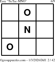 The grouppuzzles.com Easy TicTac-MNO puzzle for Saturday January 3, 2026