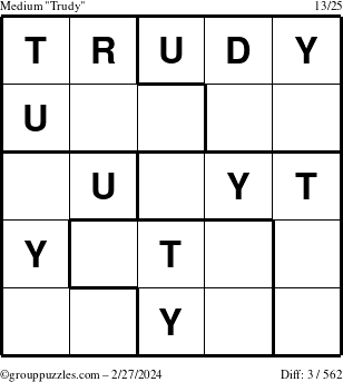 The grouppuzzles.com Medium Trudy puzzle for Tuesday February 27, 2024