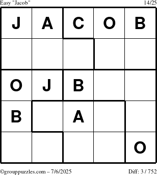 The grouppuzzles.com Easy Jacob puzzle for Sunday July 6, 2025