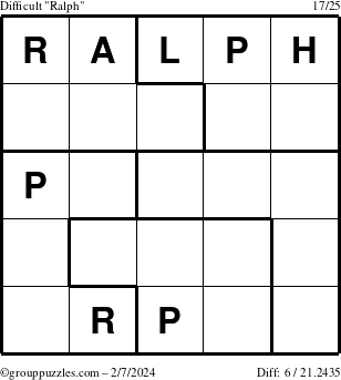 The grouppuzzles.com Difficult Ralph puzzle for Wednesday February 7, 2024