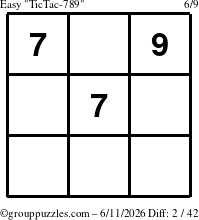 The grouppuzzles.com Easy TicTac-789 puzzle for Thursday June 11, 2026