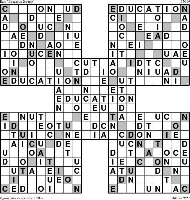 The grouppuzzles.com Easy Education-Xtreme puzzle for Thursday June 11, 2026