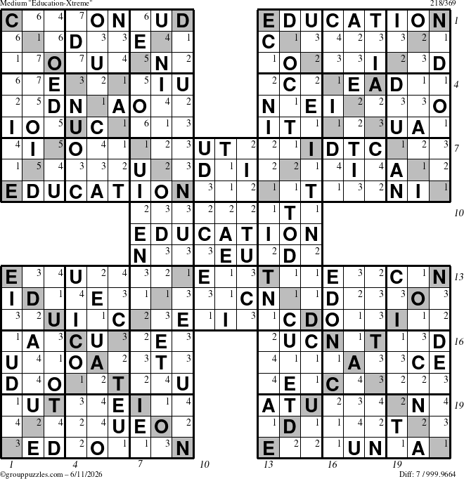 The grouppuzzles.com Medium Education-Xtreme puzzle for Thursday June 11, 2026 with all 7 steps marked