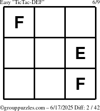 The grouppuzzles.com Easy TicTac-DEF puzzle for Tuesday June 17, 2025