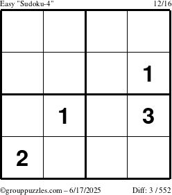 The grouppuzzles.com Easy Sudoku-4 puzzle for Tuesday June 17, 2025