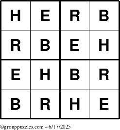 The grouppuzzles.com Answer grid for the Herb puzzle for Tuesday June 17, 2025