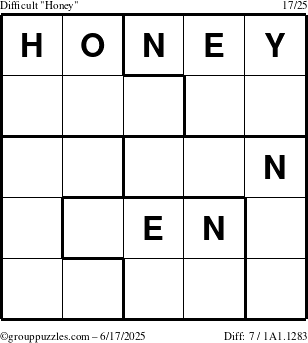 The grouppuzzles.com Difficult Honey puzzle for Tuesday June 17, 2025