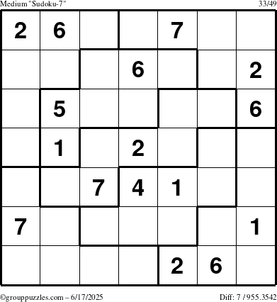 The grouppuzzles.com Medium Sudoku-7 puzzle for Tuesday June 17, 2025