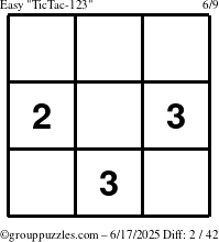 The grouppuzzles.com Easy TicTac-123 puzzle for Tuesday June 17, 2025