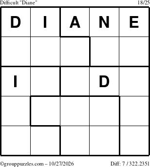 The grouppuzzles.com Difficult Diane puzzle for Tuesday October 27, 2026