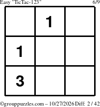 The grouppuzzles.com Easy TicTac-123 puzzle for Tuesday October 27, 2026