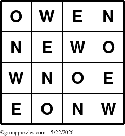 The grouppuzzles.com Answer grid for the Owen puzzle for Friday May 22, 2026