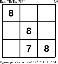 The grouppuzzles.com Easy TicTac-789 puzzle for Thursday April 30, 2026