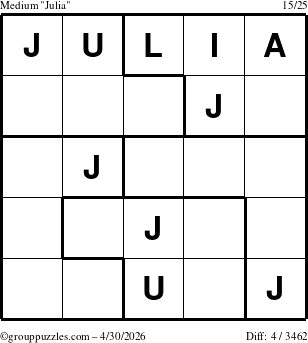 The grouppuzzles.com Medium Julia puzzle for Thursday April 30, 2026