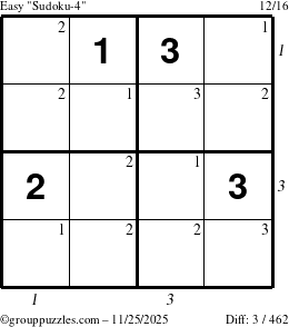 The grouppuzzles.com Easy Sudoku-4 puzzle for Tuesday November 25, 2025 with all 3 steps marked