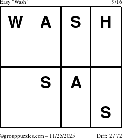 The grouppuzzles.com Easy Wash puzzle for Tuesday November 25, 2025
