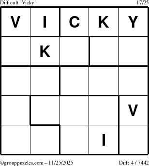 The grouppuzzles.com Difficult Vicky puzzle for Tuesday November 25, 2025