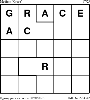 The grouppuzzles.com Medium Grace puzzle for Friday October 30, 2026