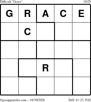 The grouppuzzles.com Difficult Grace puzzle for Friday October 30, 2026