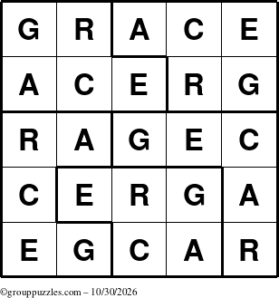 The grouppuzzles.com Answer grid for the Grace puzzle for Friday October 30, 2026