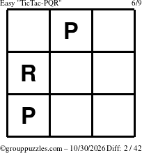The grouppuzzles.com Easy TicTac-PQR puzzle for Friday October 30, 2026