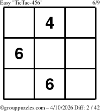 The grouppuzzles.com Easy TicTac-456 puzzle for Friday April 10, 2026
