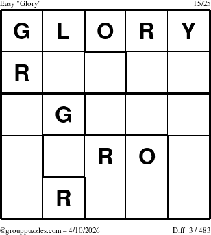 The grouppuzzles.com Easy Glory puzzle for Friday April 10, 2026