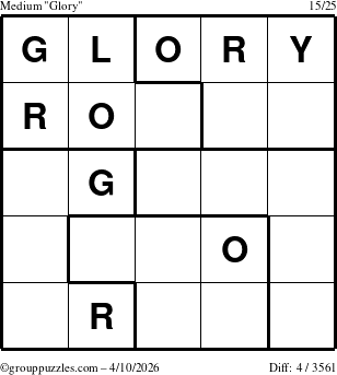 The grouppuzzles.com Medium Glory puzzle for Friday April 10, 2026