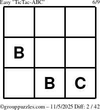 The grouppuzzles.com Easy TicTac-ABC puzzle for Wednesday November 5, 2025