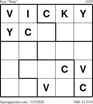 The grouppuzzles.com Easy Vicky puzzle for Wednesday November 5, 2025