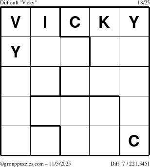 The grouppuzzles.com Difficult Vicky puzzle for Wednesday November 5, 2025