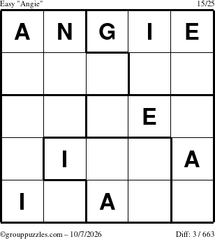 The grouppuzzles.com Easy Angie puzzle for Wednesday October 7, 2026