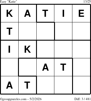 The grouppuzzles.com Easy Katie puzzle for Saturday May 2, 2026