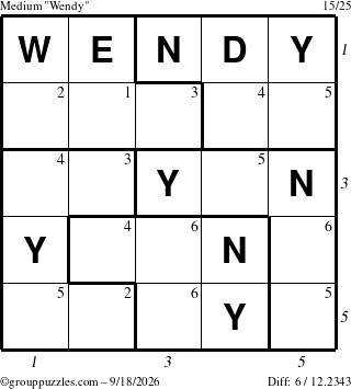 The grouppuzzles.com Medium Wendy puzzle for Friday September 18, 2026 with all 6 steps marked