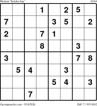 The grouppuzzles.com Medium Sudoku-8up puzzle for Friday September 18, 2026