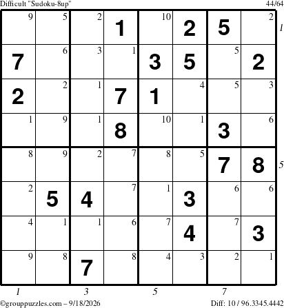 The grouppuzzles.com Difficult Sudoku-8up puzzle for Friday September 18, 2026, suitable for printing, with all 10 steps marked