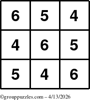 The grouppuzzles.com Answer grid for the TicTac-456 puzzle for Monday April 13, 2026
