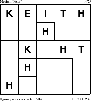 The grouppuzzles.com Medium Keith puzzle for Monday April 13, 2026