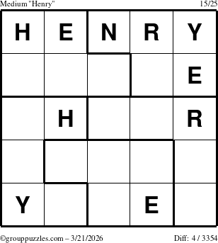 The grouppuzzles.com Medium Henry puzzle for Saturday March 21, 2026