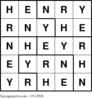 The grouppuzzles.com Answer grid for the Henry puzzle for Saturday March 21, 2026
