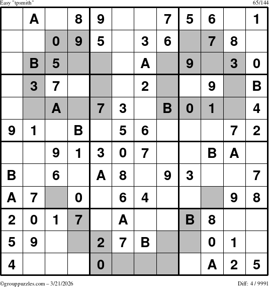 The grouppuzzles.com Easy tpsmith puzzle for Saturday March 21, 2026