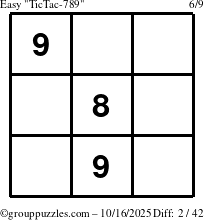 The grouppuzzles.com Easy TicTac-789 puzzle for Thursday October 16, 2025
