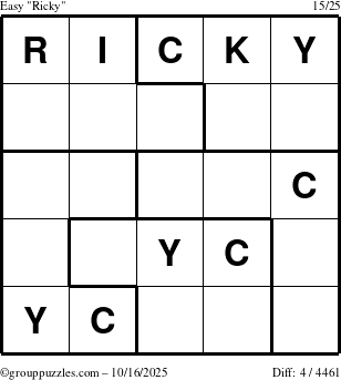 The grouppuzzles.com Easy Ricky puzzle for Thursday October 16, 2025