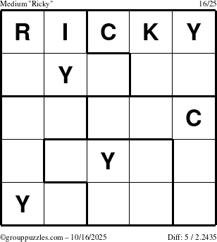 The grouppuzzles.com Medium Ricky puzzle for Thursday October 16, 2025